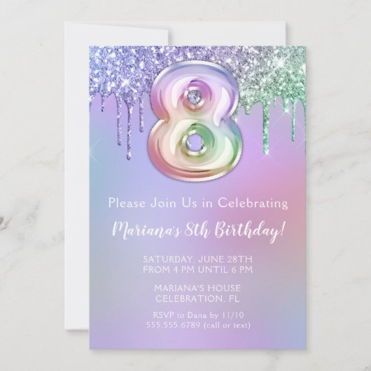 Invitation de la fête du 8e anniversaire Parties s (Devant)