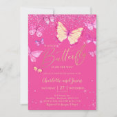 Invitation de la fête du Baby shower à papillon ro (Devant)