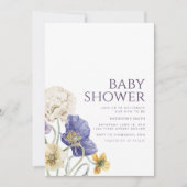 Invitation de la fête du Baby shower floral pourpr (Devant)