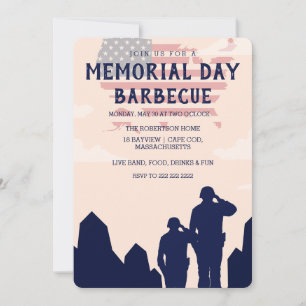 Invitation de la fête du barbecue du Memorial Day