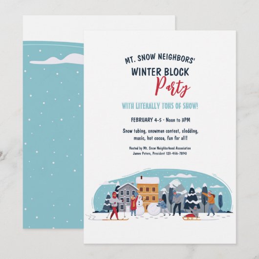 Invitation de la fête du bloc d'hiver (Devant / Derrière)