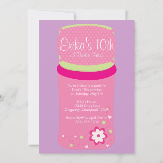 Invitation de la fête du bois d'oeuvre pour filles (Devant)