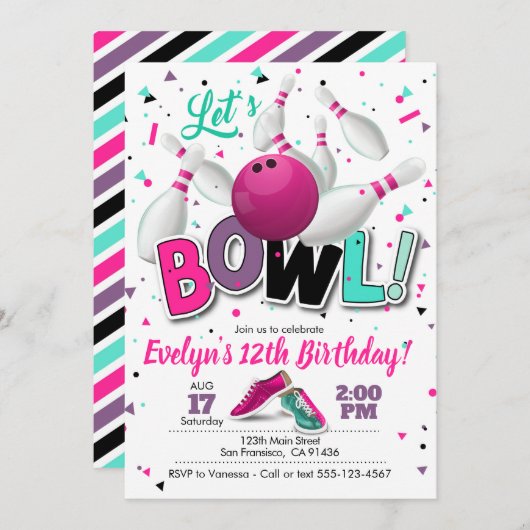Invitation de la Fête du Bowling (Devant / Derrière)