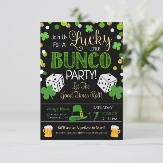 Invitation de la fête du Bunco de St. Patrick (Debout devant)