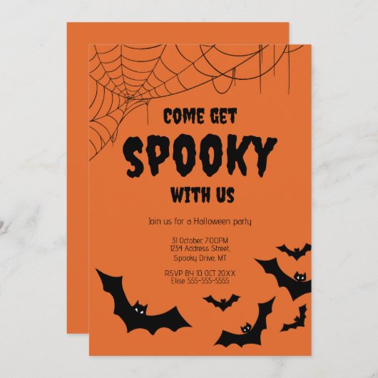 Invitation de la fête du bureau Éffrayant d'Hallow (Devant / Derrière)