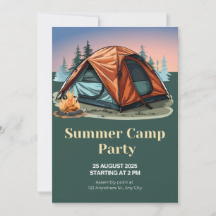 Invitation de la fête du camp d'été - Aventure en
