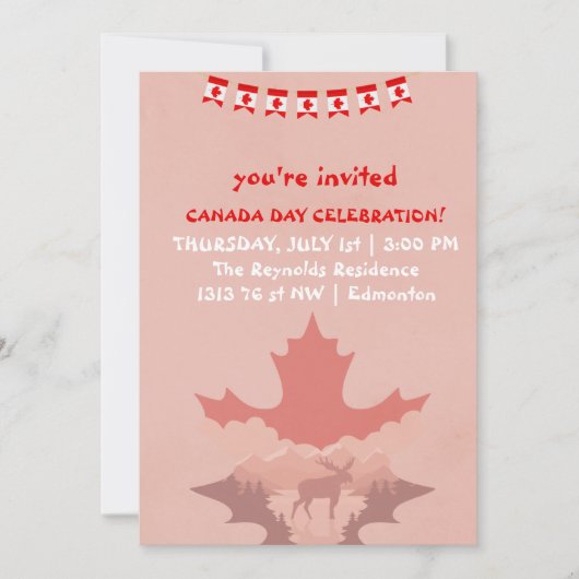 Invitation de la fête du Canada (Devant)