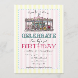 Invitation de la fête du carrousel vintage