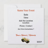 Invitation de la Fête du costume Mardi Gras par SR (Dos)