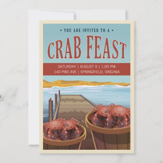 Invitation de la fête du crabe rétro (Devant)