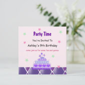 Invitation de la fête du gâteau de Princess Purple (Debout devant)
