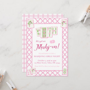Invitation de la fête du Mahjong, coquette rose ve