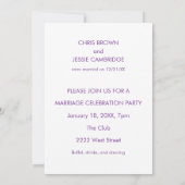 Invitation de la fête du mariage (Dos)