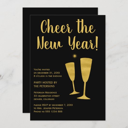 Invitation de la fête du Nouvel An (Devant / Derrière)