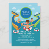 Invitation de la fête du pool amusant (Devant / Derrière)