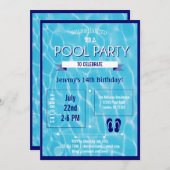 Invitation de la fête du pool Bleu (Devant / Derrière)