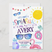 Invitation de la fête du pool d'aquarelles (Devant)