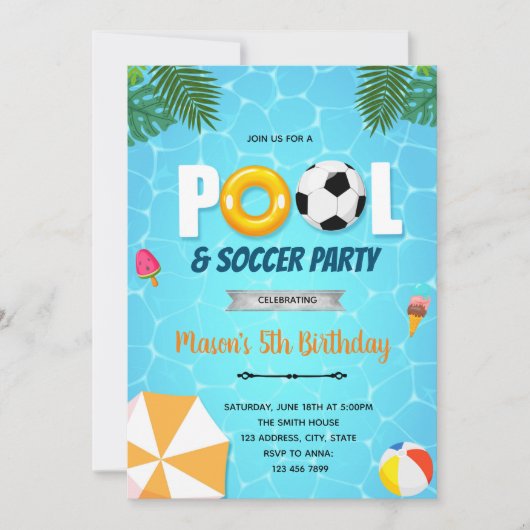 Invitation de la fête du pool de football (Devant)