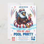 Invitation de la fête du pool modifiable, 4 juille (Devant)