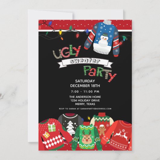 Invitation de la fête du pull moche (Devant)