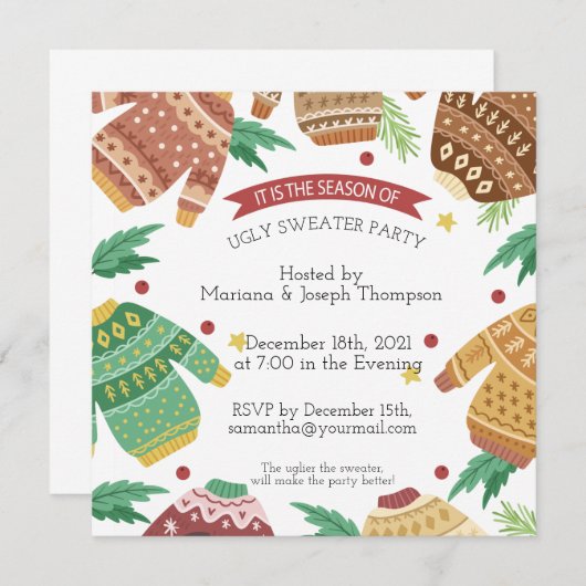 Invitation de la fête du pull moche (Devant / Derrière)