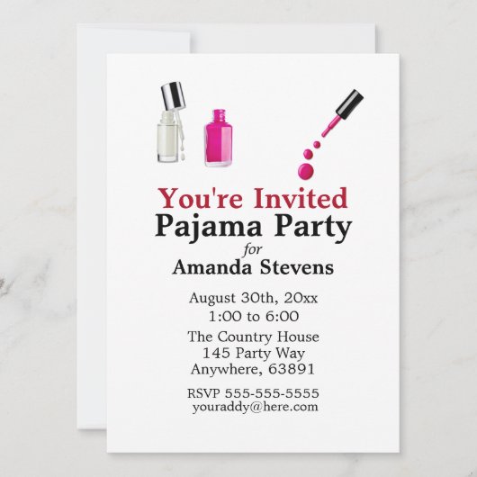 Invitation de la fête du pyjama (Devant)