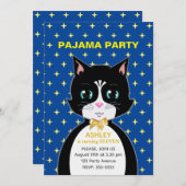 Invitation de la fête du pyjama de chat d'annivers (Devant / Derrière)