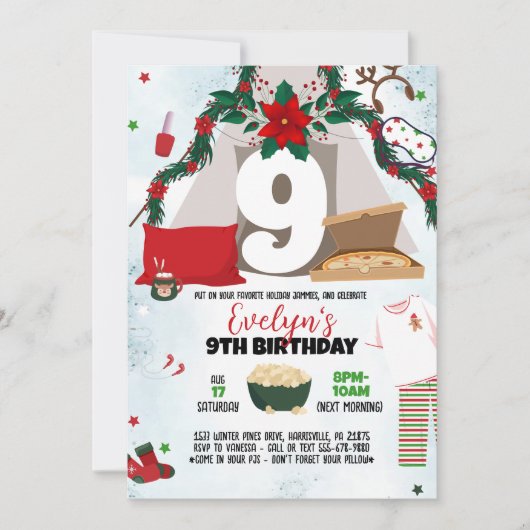 Invitation de la fête du pyjama de Noël (Devant)