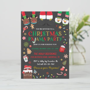 Invitation de la fête du Pyjama de Noël