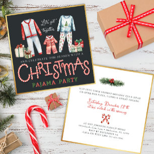 Invitation de la fête du pyjama de Noël avec Sucre