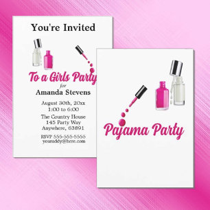 Invitation de la fête du pyjama polonais ongle ros