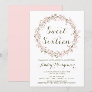 Invitation de la fête du Sweet sixteen de la couro
