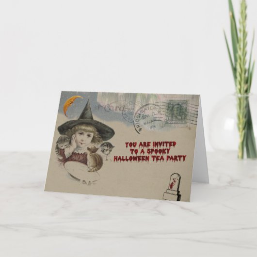 Invitation de la fête du thé d'Halloween (Devant)