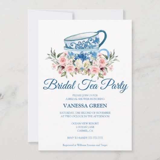 Invitation de la fête du thé douche nuptiale (Devant)