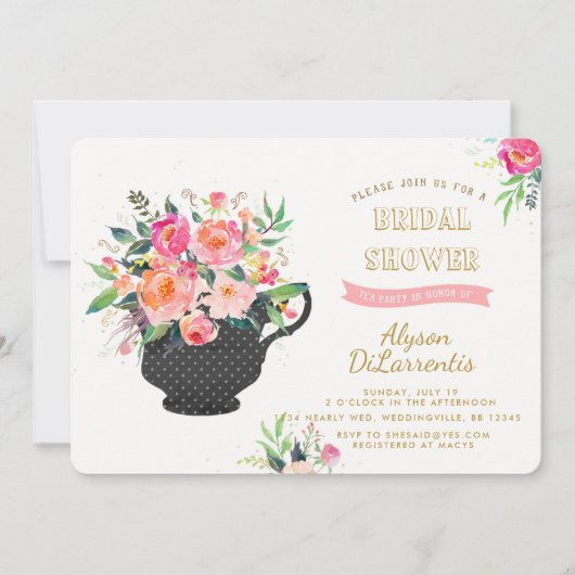 Invitation de la fête du thé douche nuptiale (Devant)