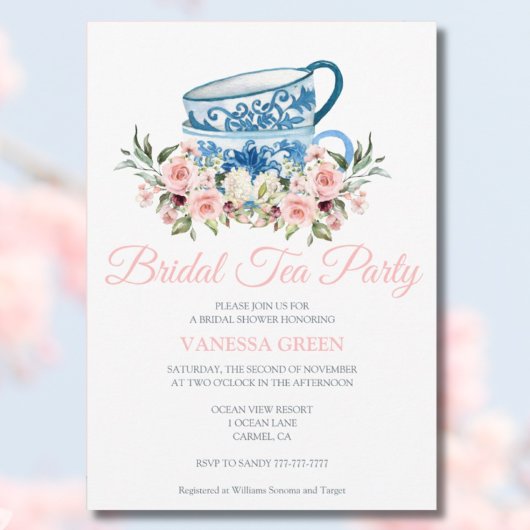 Invitation de la fête du thé douche nuptiale