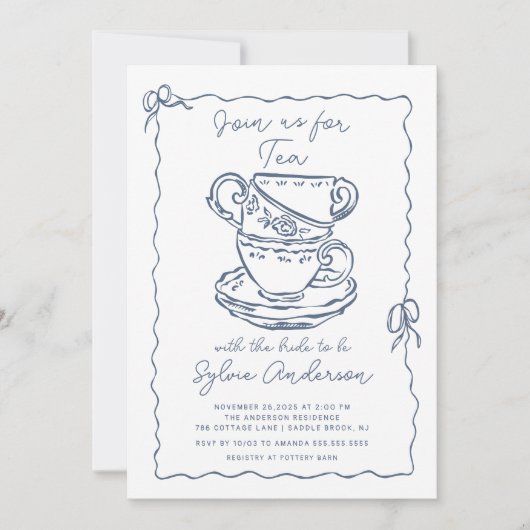 Invitation de la fête du thé douche nuptiale (Devant)