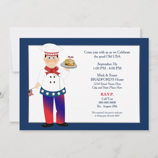 Invitation de la Fête du Travail, Chef servant Che (Dos)