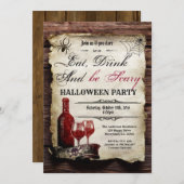 Invitation de la fête du vin d'Halloween (Devant / Derrière)