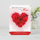 Invitation de la fête en forme de coeur de rose ro (Debout devant)