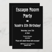 Invitation de la fête "Escape Room" (Devant / Derrière)