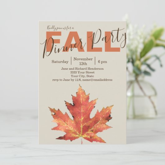 Invitation de la fête Fall Leaves (Debout devant)
