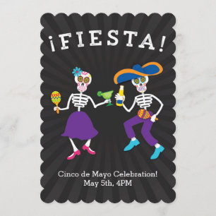 Invitation de la fête Fiesta Skulls