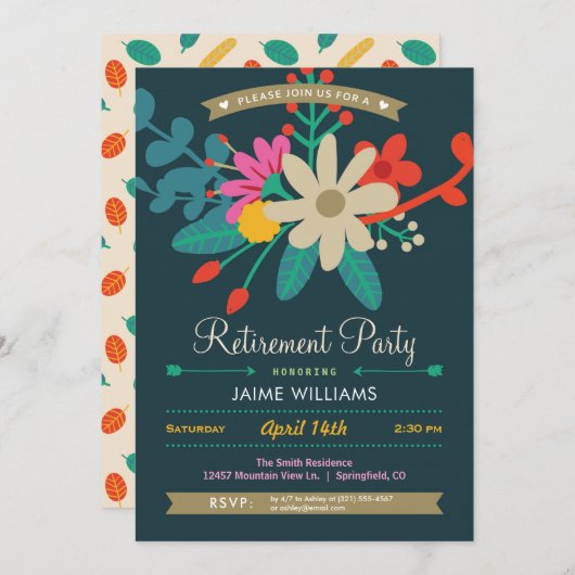 Invitation de la fête florale de retraite (Devant / Derrière)