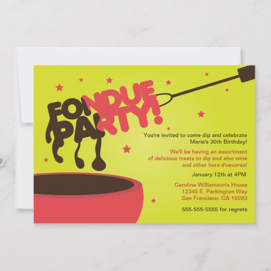 Invitation de la fête fondue - Chocolat (Devant)
