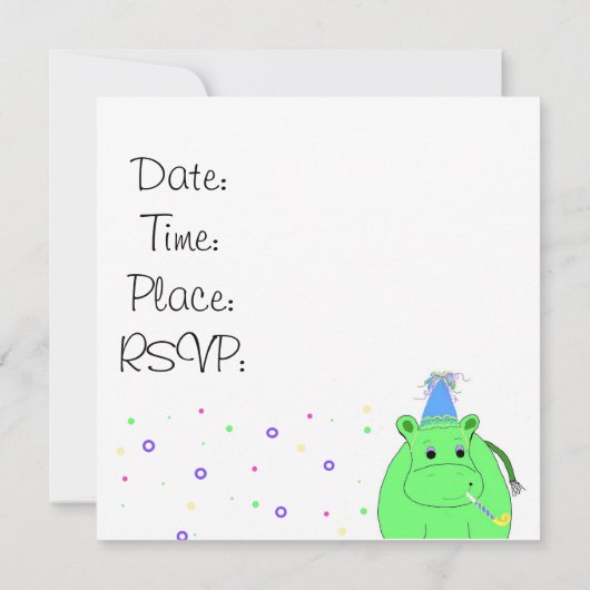 Invitation de la fête hippo (Dos)