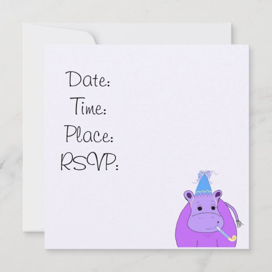 Invitation de la fête hippo (Dos)