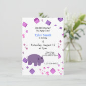Invitation de la fête hippo violet (Debout devant)