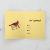 Invitation de la fête jaune Carte cardinale rouge (Intérieur)