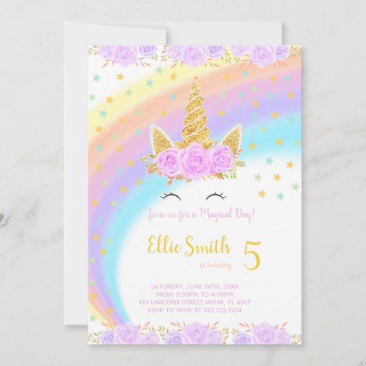 Invitation de la fête magique et colorée (Devant)